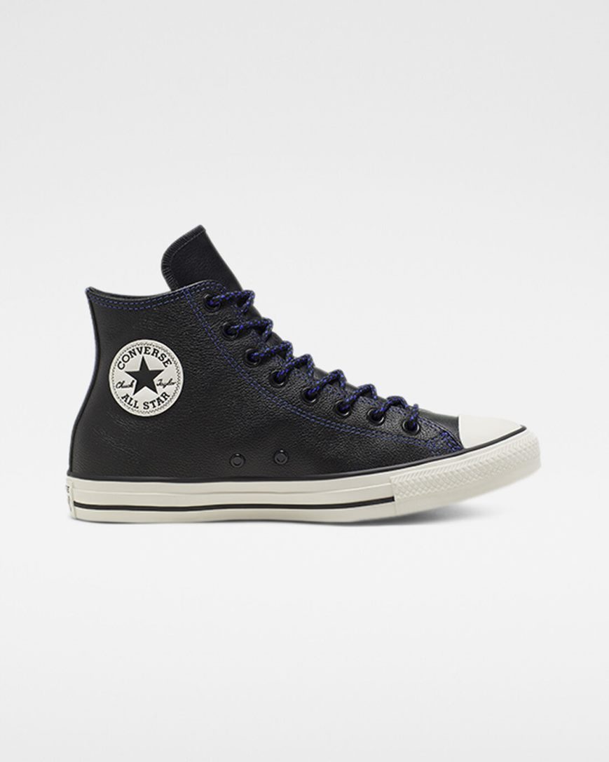 Tenis Converse Tumbled Couro Chuck Taylor All Star Cano Alto Masculino Pretas Azul Marinho | PT T00T954